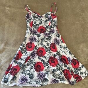 Flower and skull skater dress